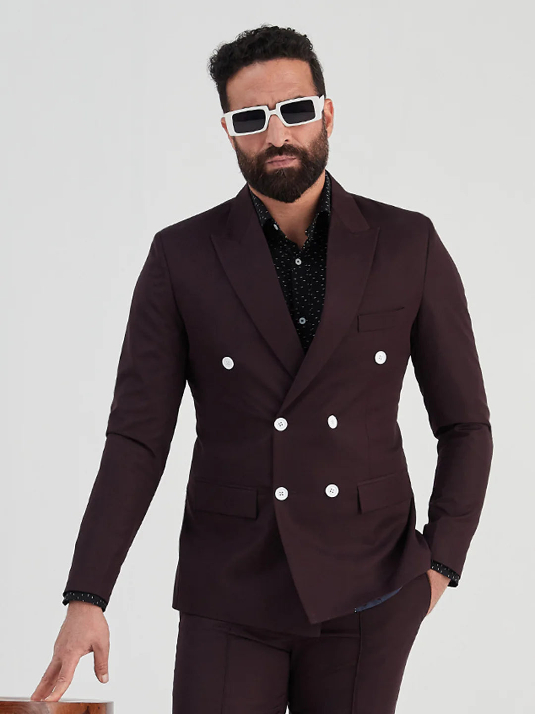 Maroon Double Breasted Suit
