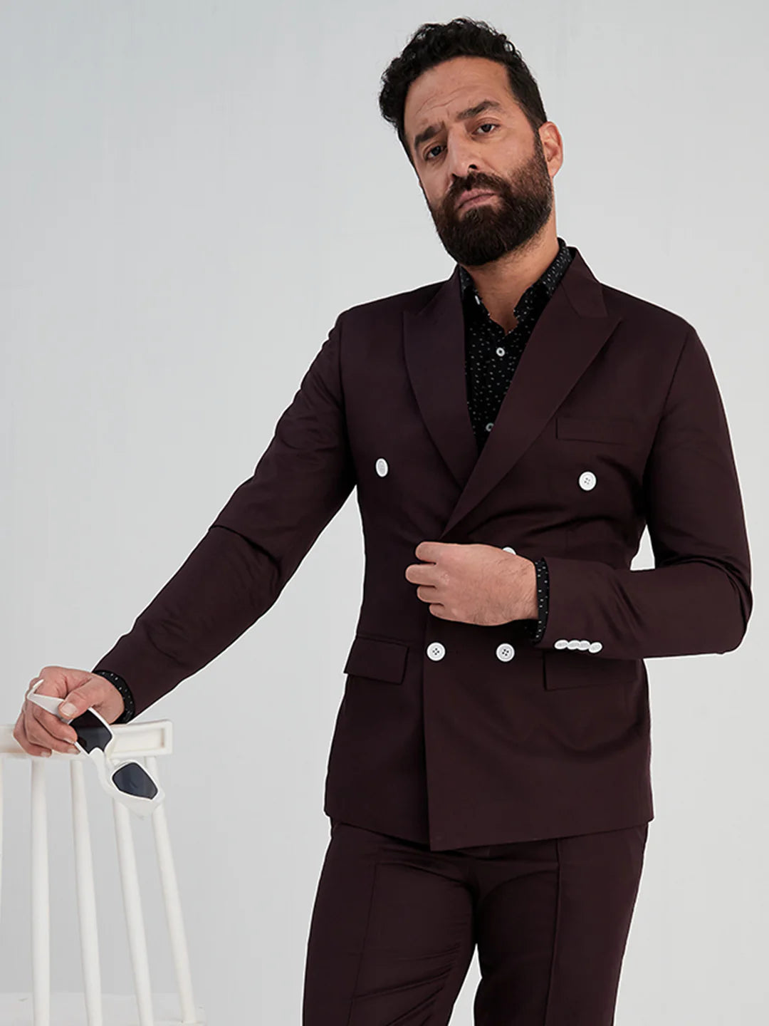 Maroon Double Breasted Suit
