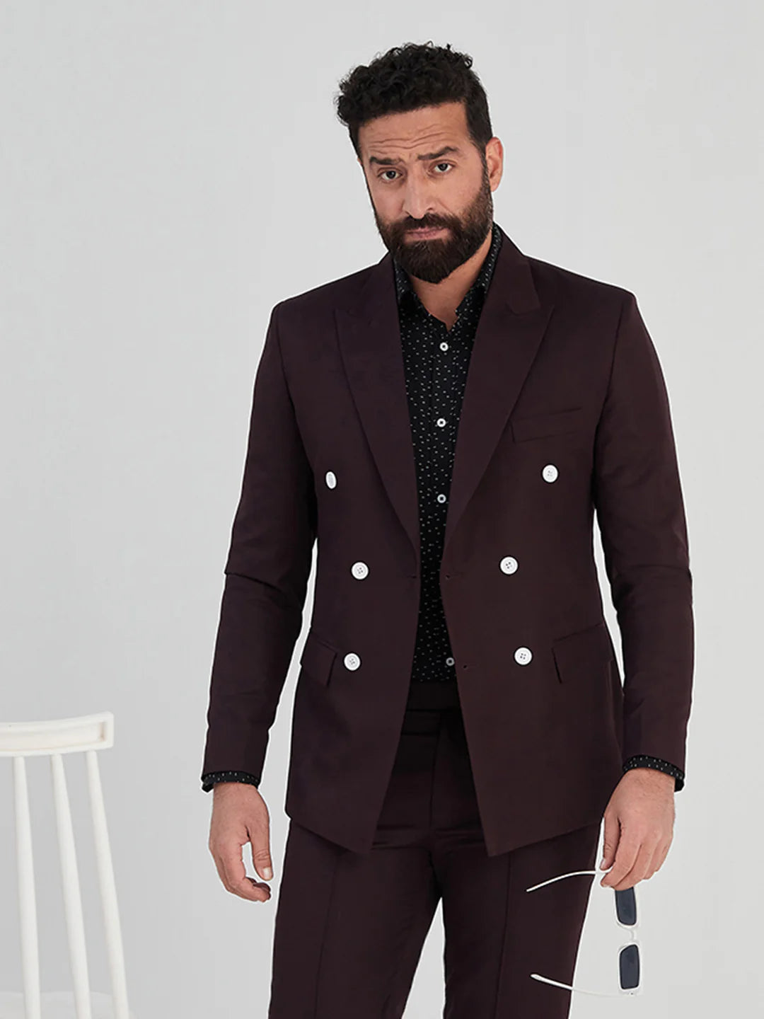 Maroon Double Breasted Suit