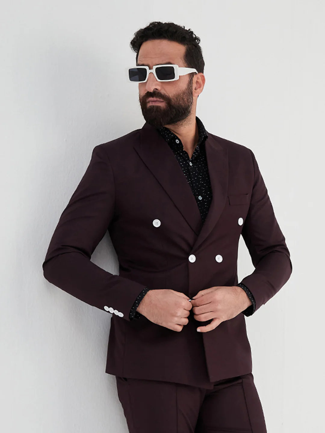 Maroon Double Breasted Suit
