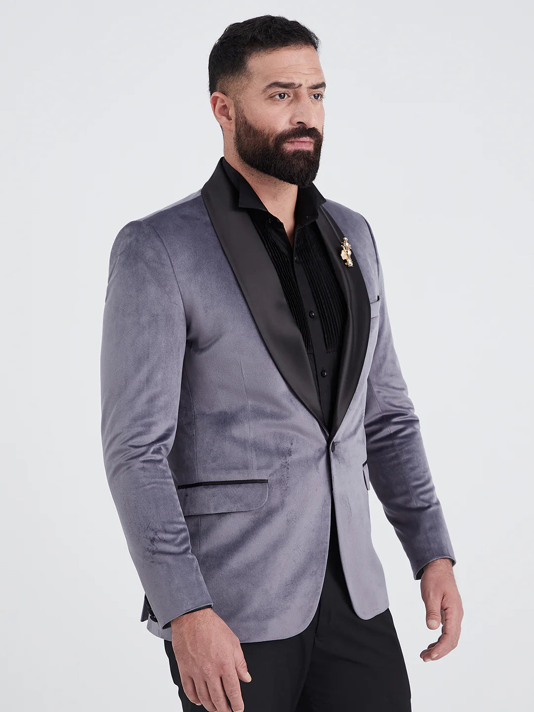 Dark Grey Velvet Tuxedo Suit