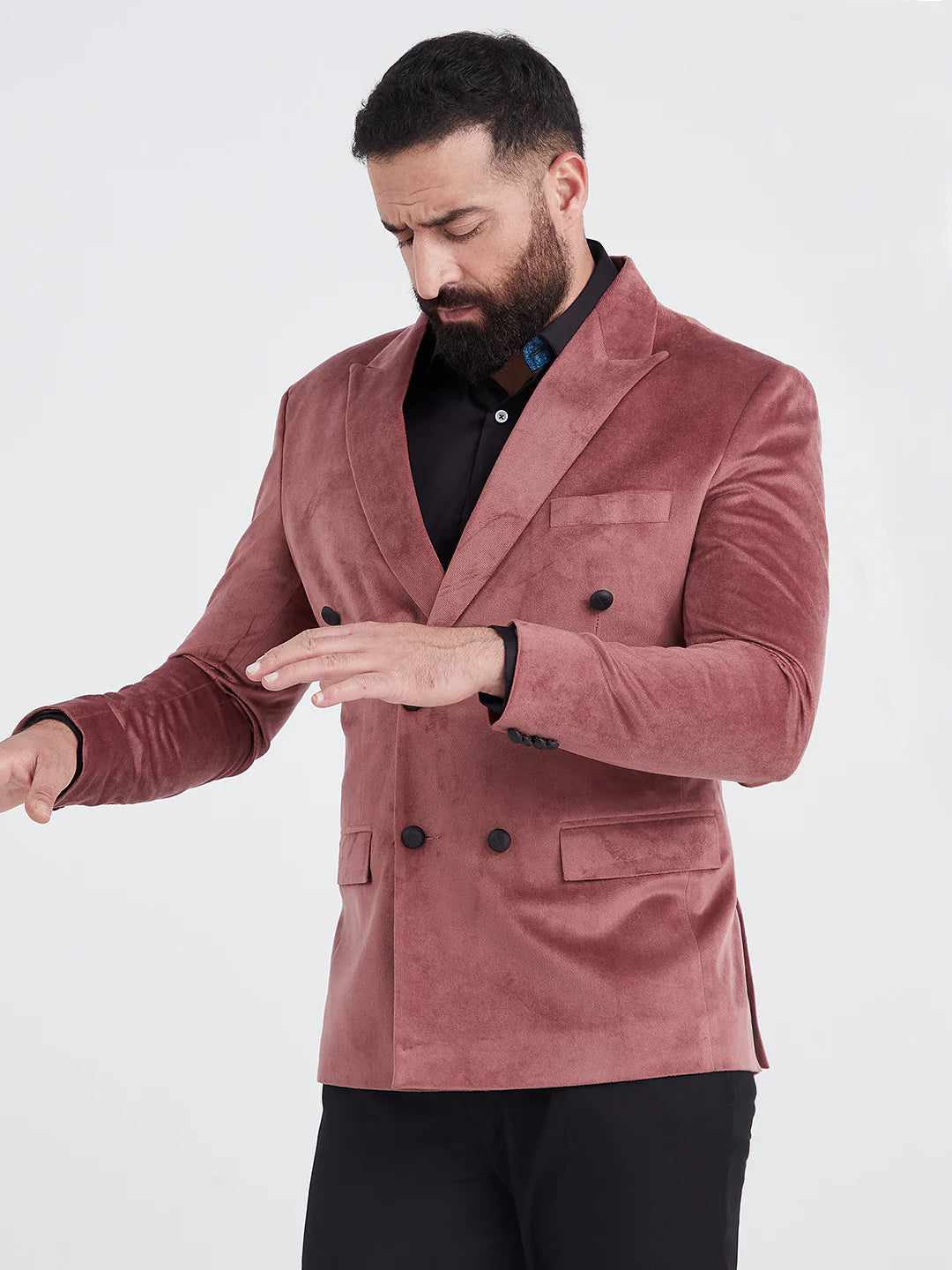 Pink Velvet Double Breasted Suit