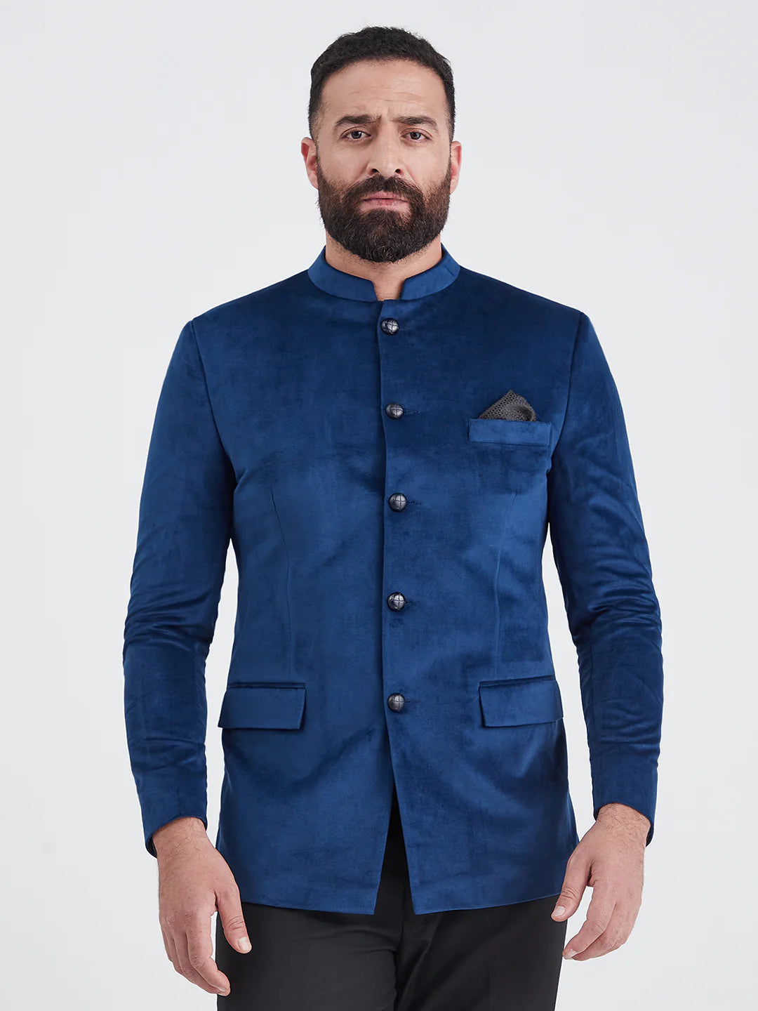 Royal Blue Bandhgala Velvet