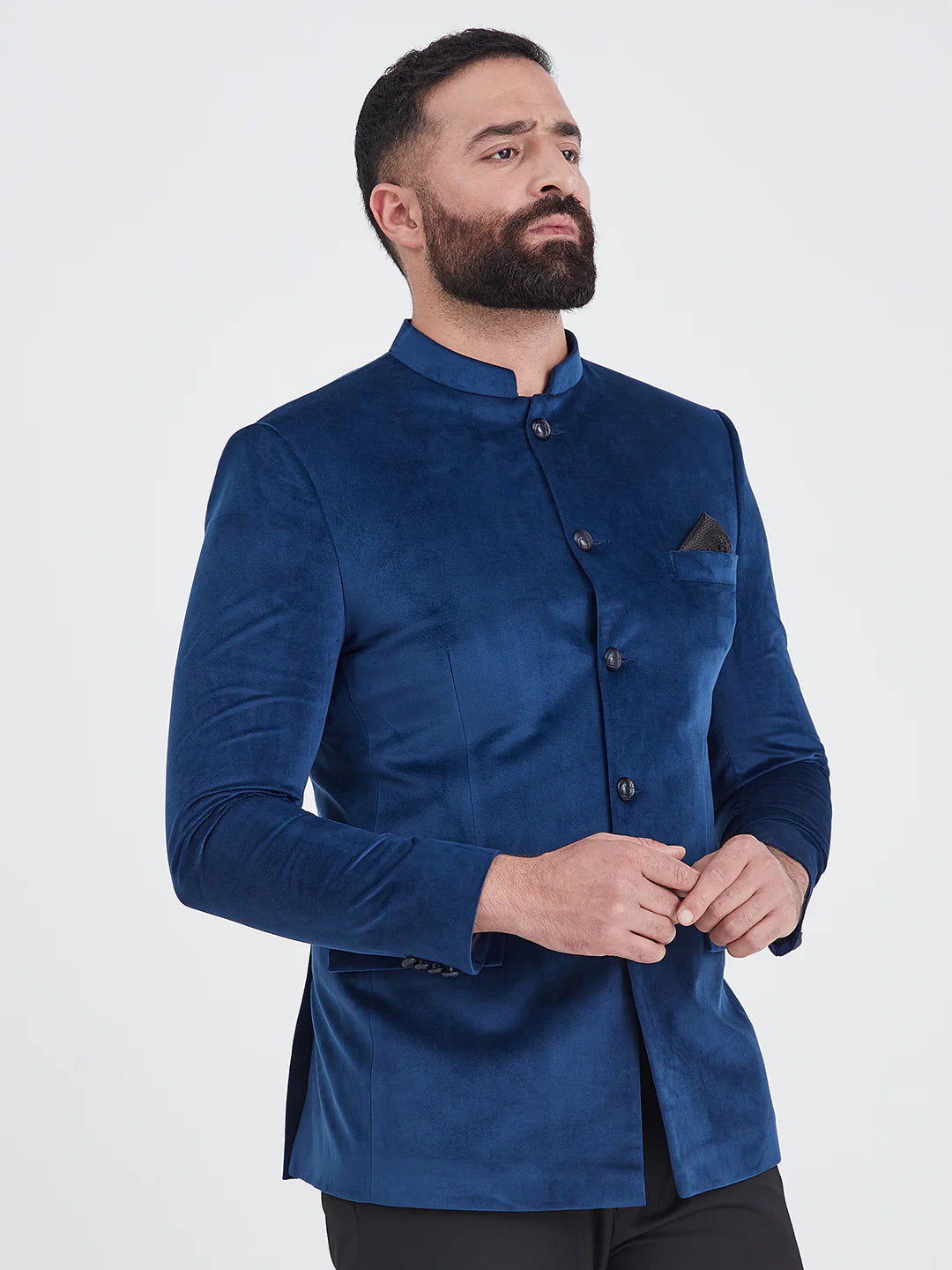 Royal Blue Bandhgala Velvet