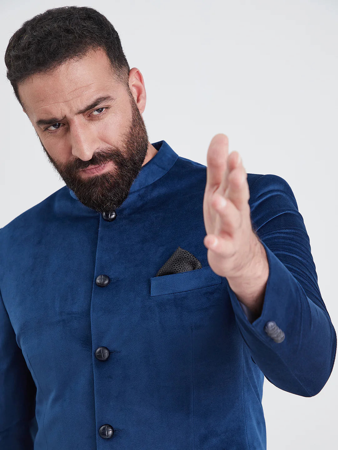 Royal Blue Bandhgala Velvet