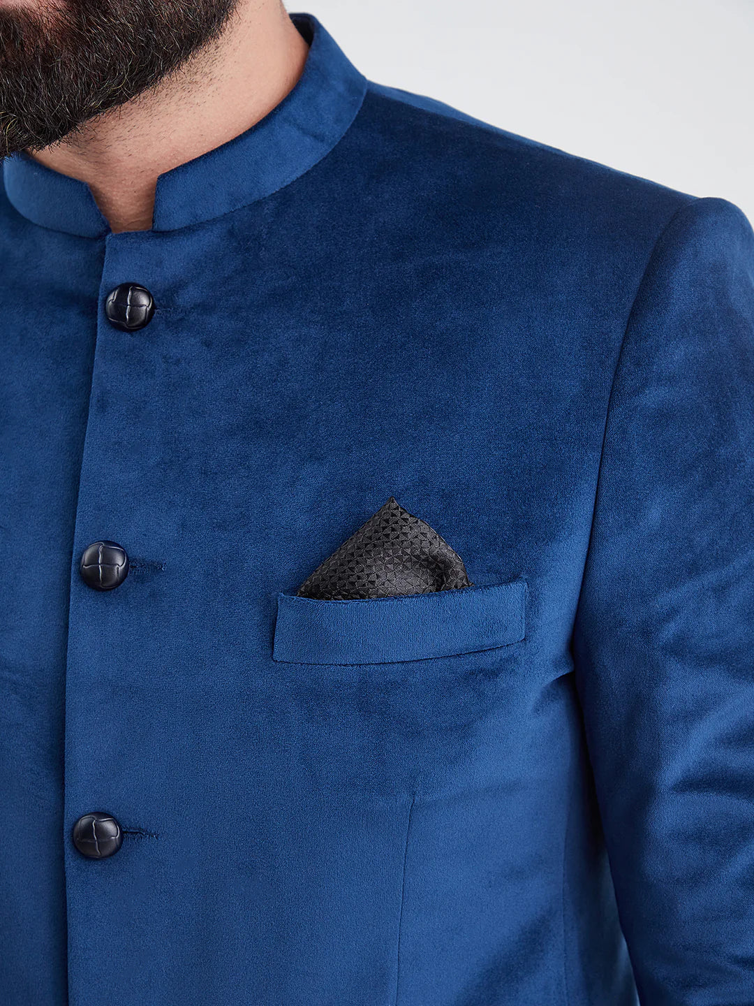 Royal Blue Bandhgala Velvet