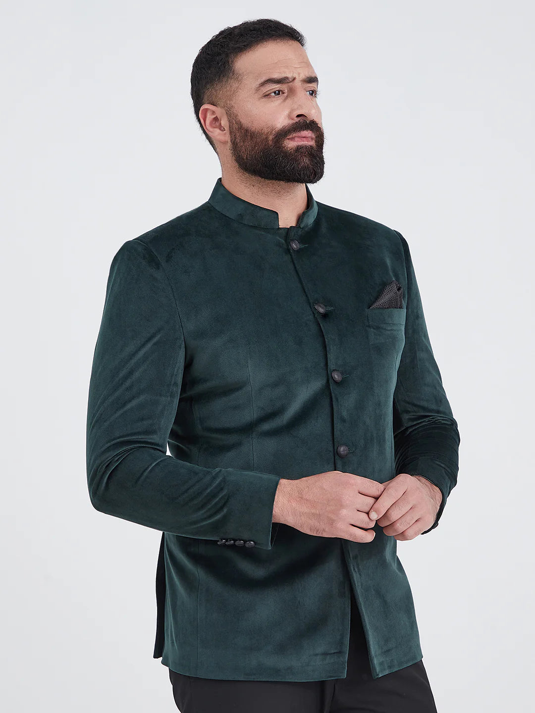 Dark Green Bandhgala Velvet
