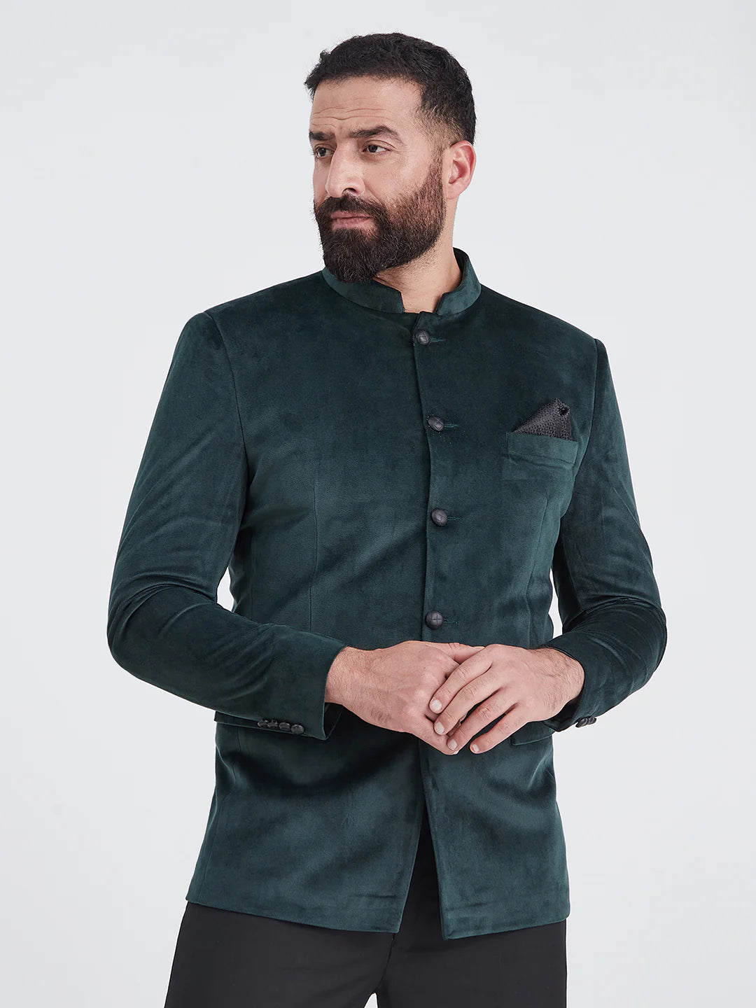 Dark Green Bandhgala Velvet