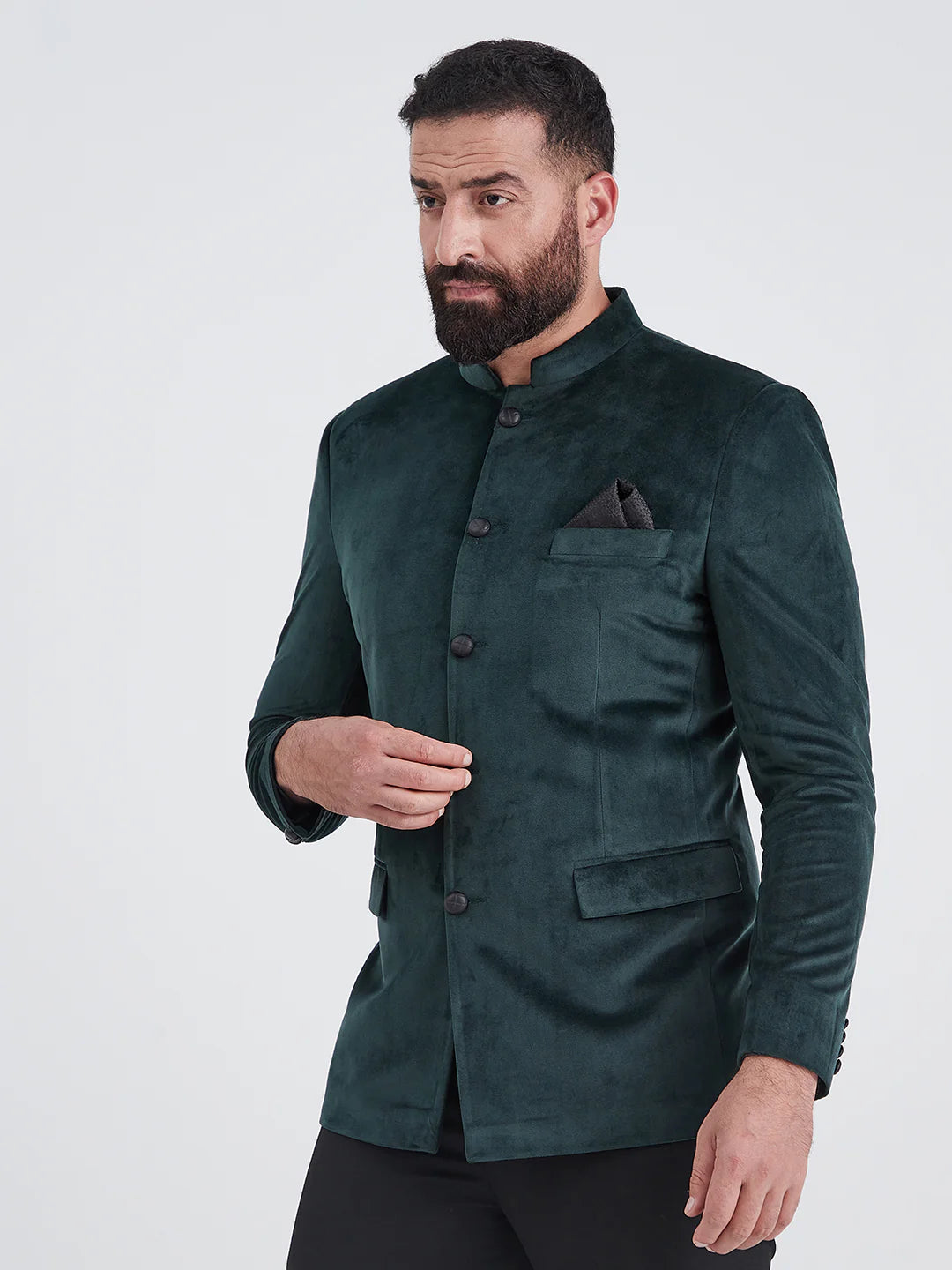 Dark Green Bandhgala Velvet
