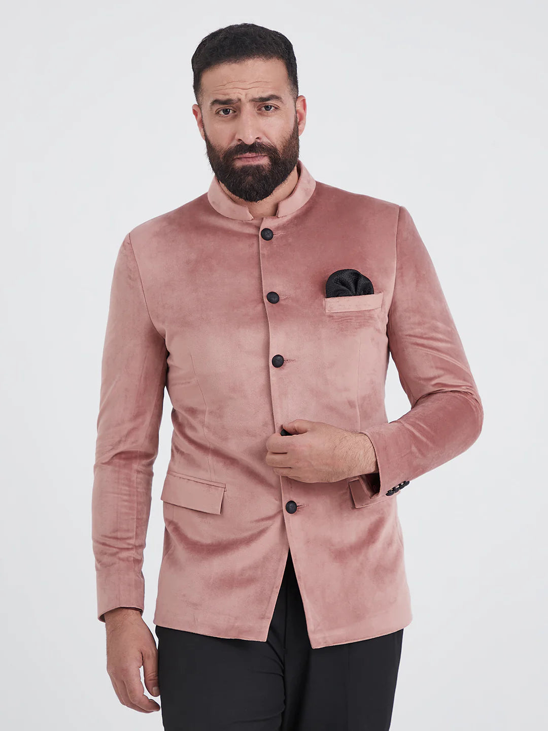 Pink Bandhgala Velvet