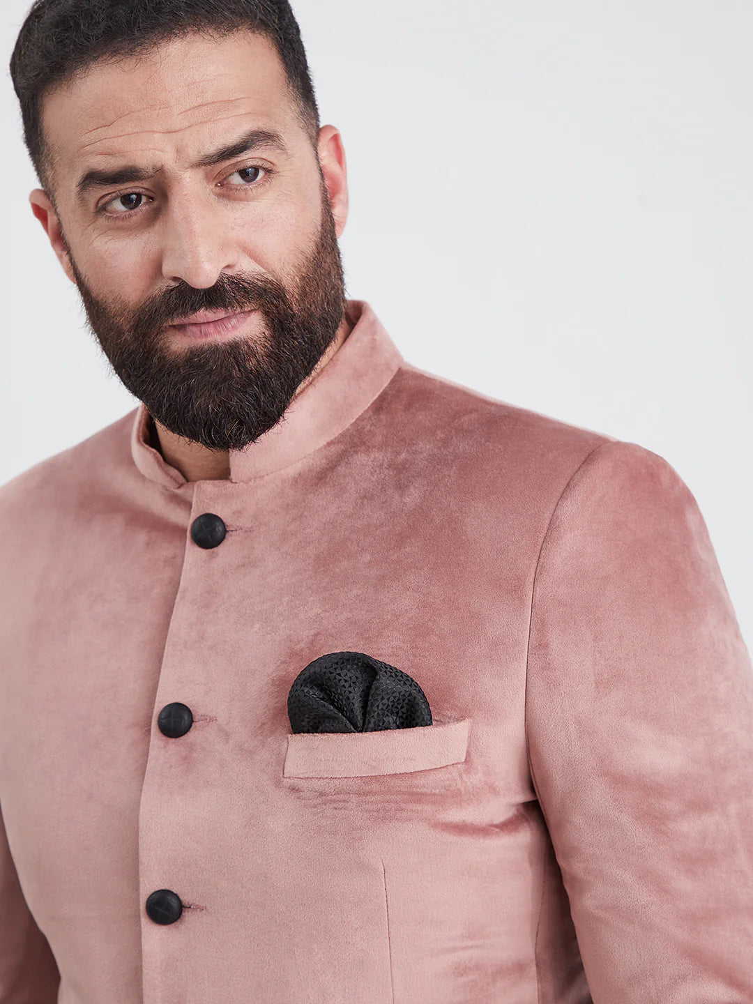 Pink Bandhgala Velvet