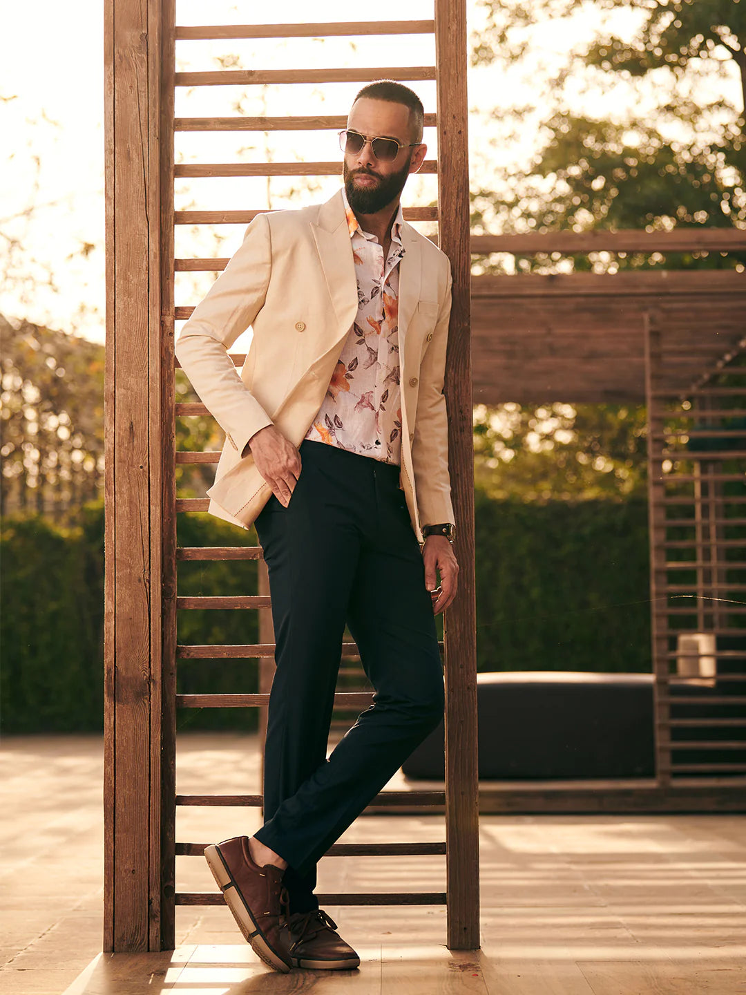 Cream Double Breasted Suit