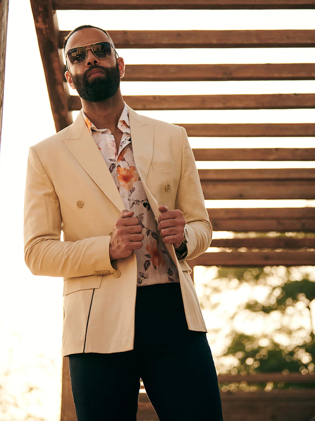Cream Double Breasted Suit