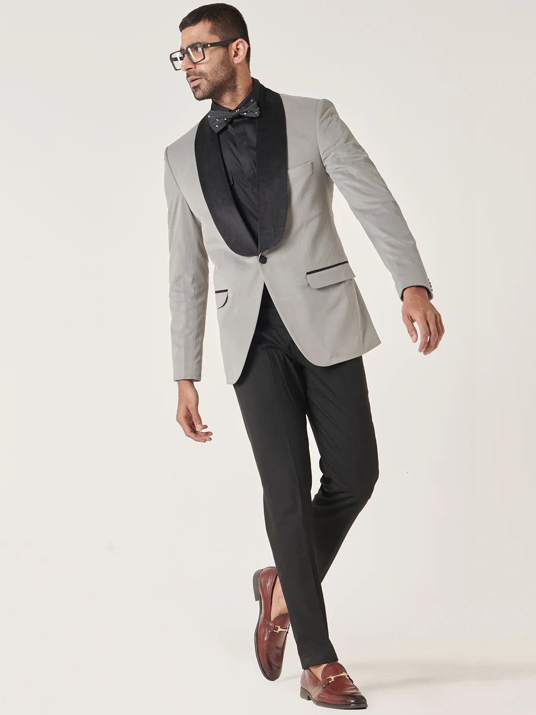 Grey Velvet Tuxedo Suit