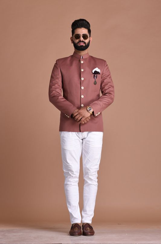 Pink Bandhgala Velvet jodhpuri