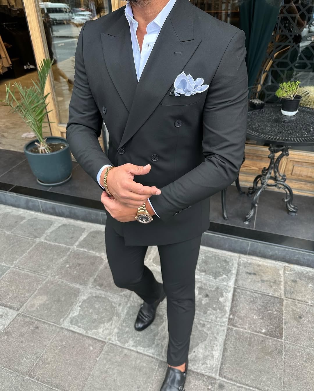 Double Breasted Suit Dark Grey