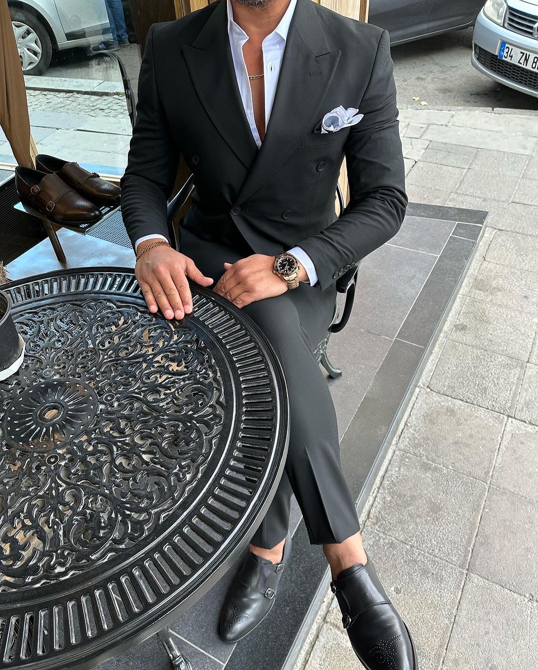 Double Breasted Suit Dark Grey