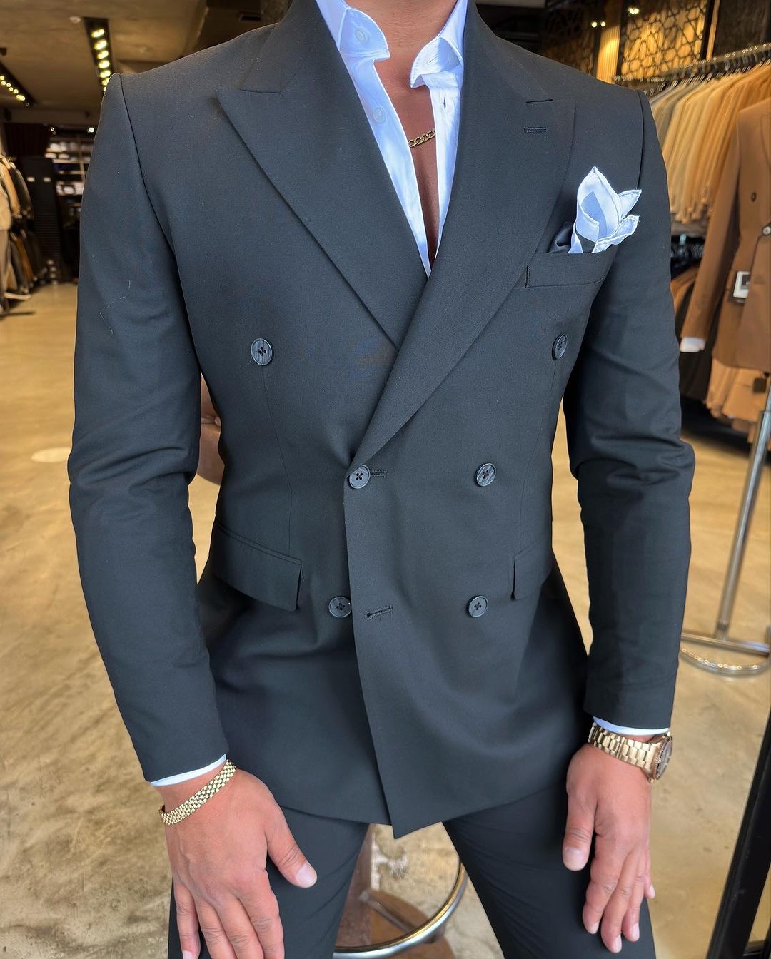 Double Breasted Suit Dark Grey
