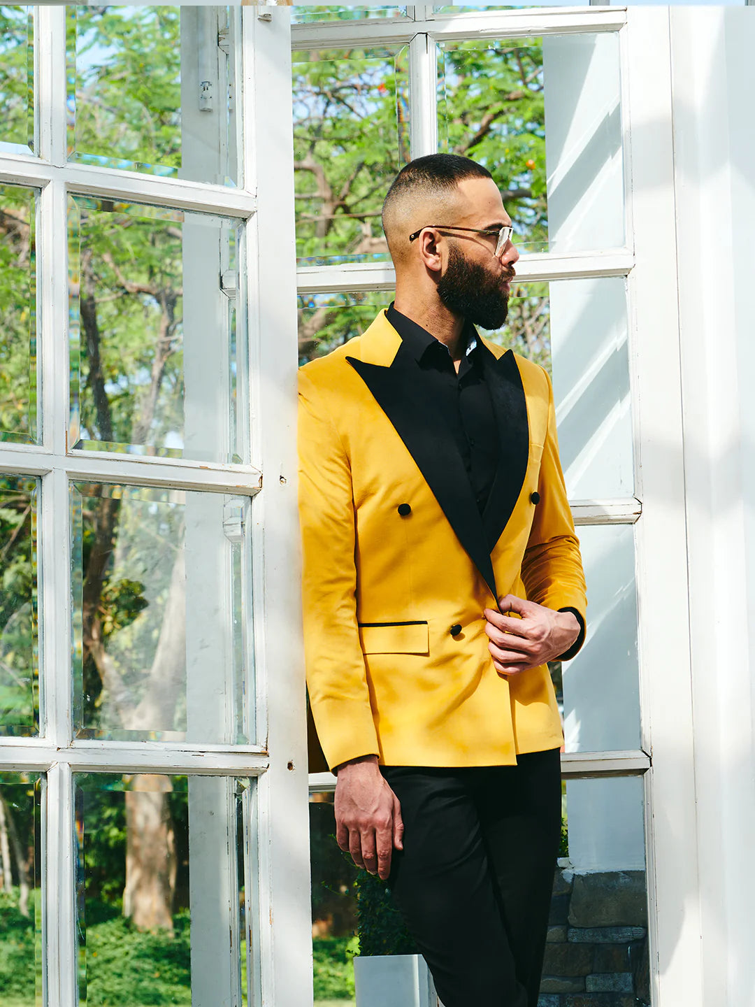 Yellow Velvet Double Breasted Suit