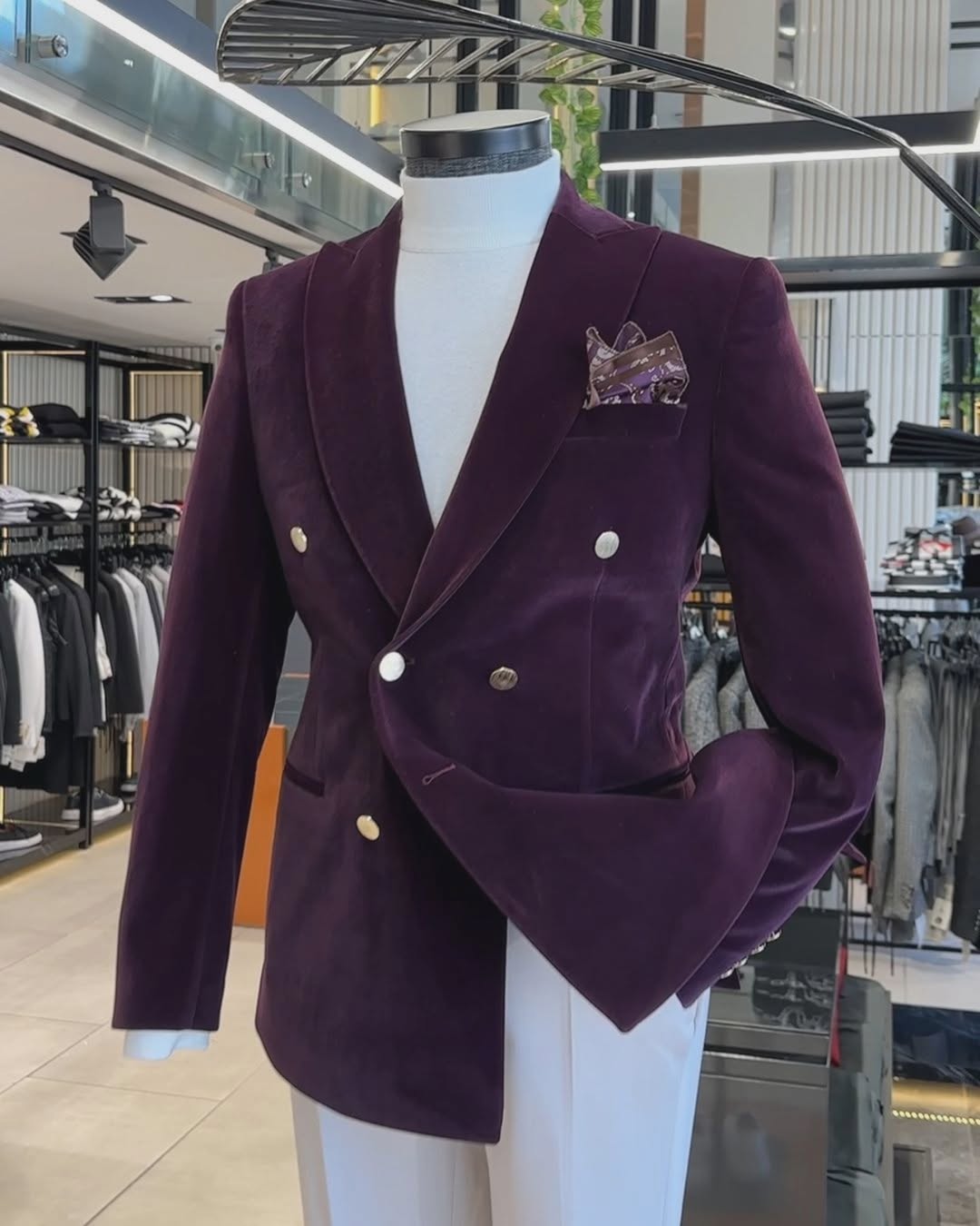 Mehroon Double Breasted Suit