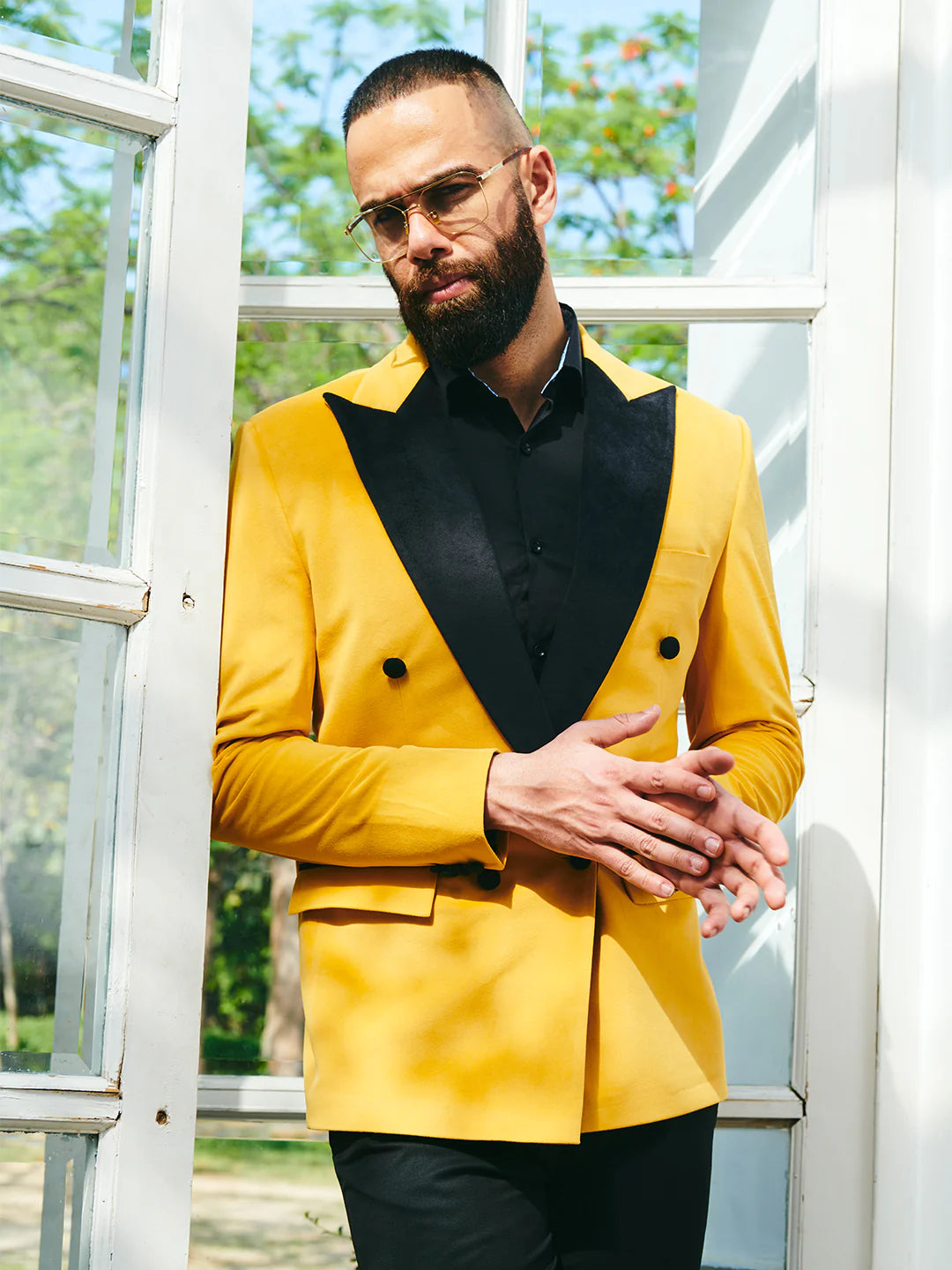 Yellow Velvet Double Breasted Suit