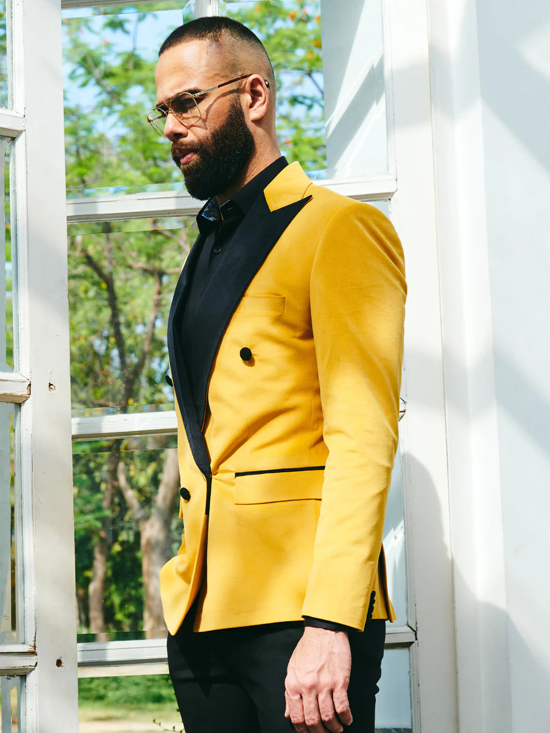 Yellow Velvet Double Breasted Suit