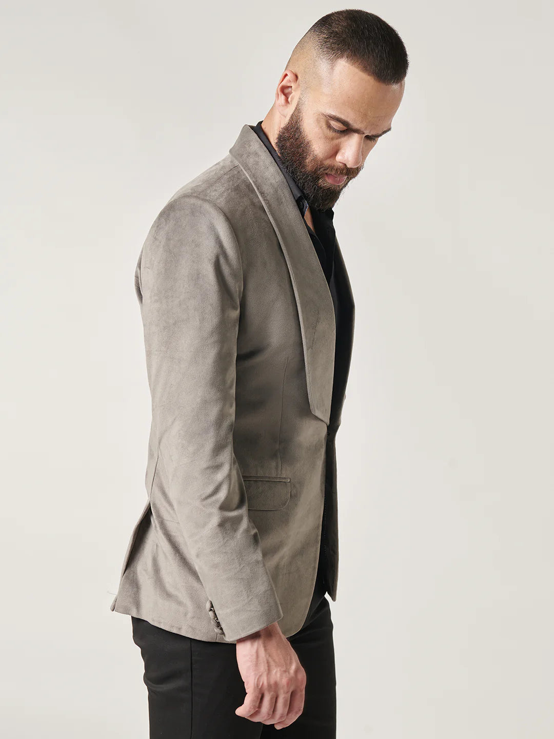Grey Velvet Tuxedo Suit