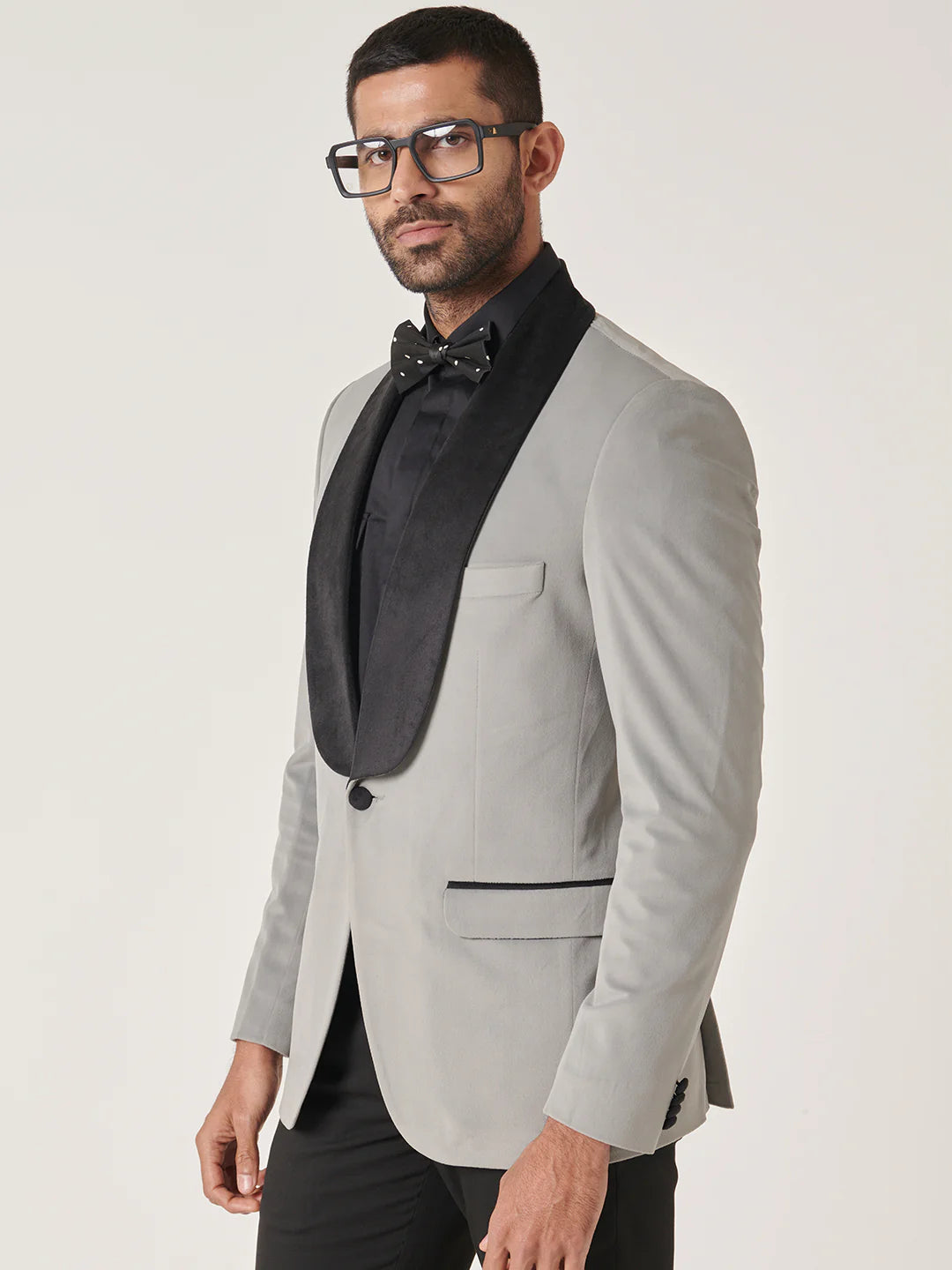 Grey Velvet Tuxedo Suit