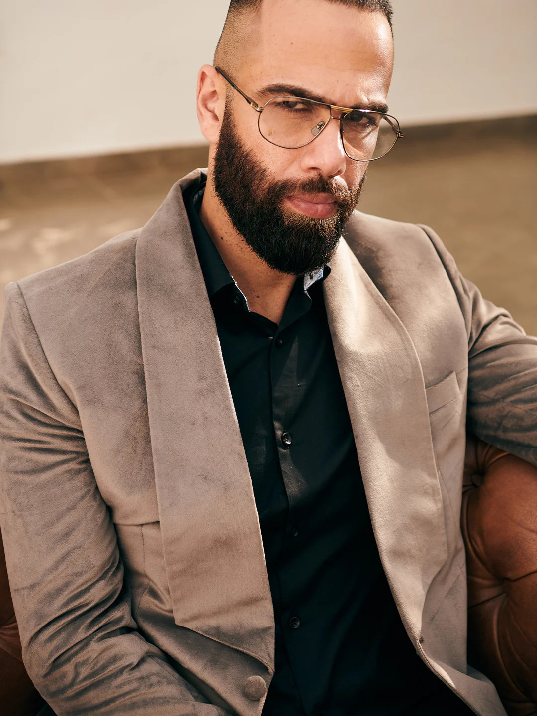 Grey Velvet Tuxedo Suit