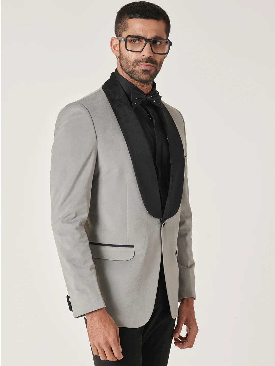 Grey Velvet Tuxedo Suit
