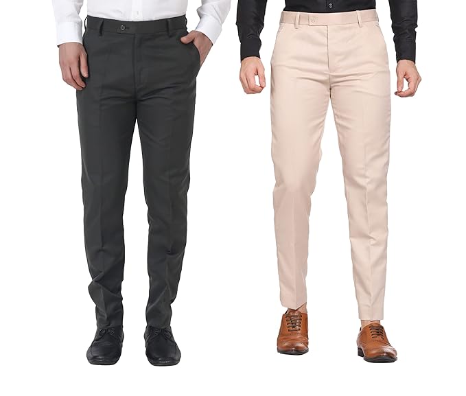 Black & Cream Formal Pant Combo