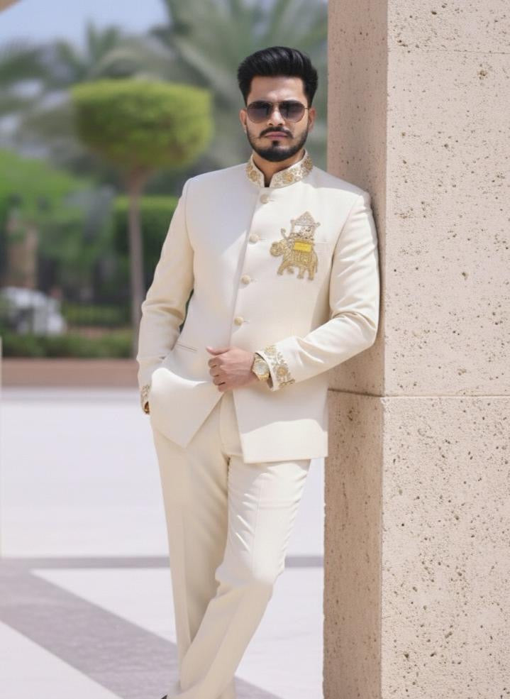 Bandhgala Suit With Elephant Handwork