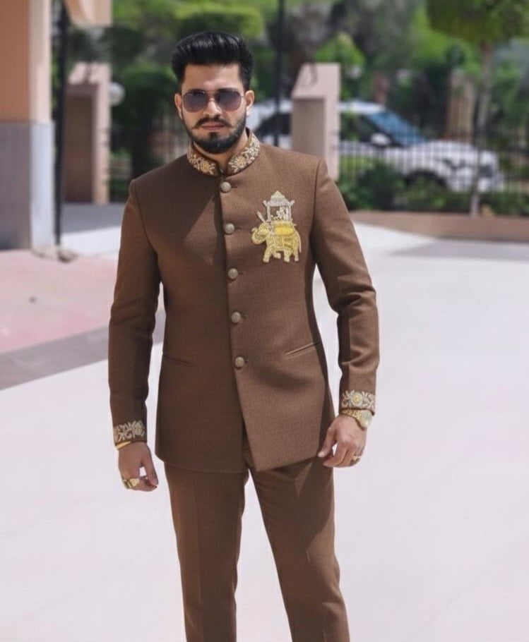 Bandhgala Suit With Elephant Handwork