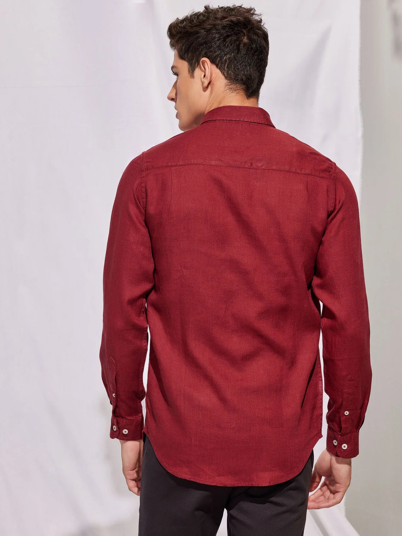 PREMIUM LINEN SHIRT RED full sleeve