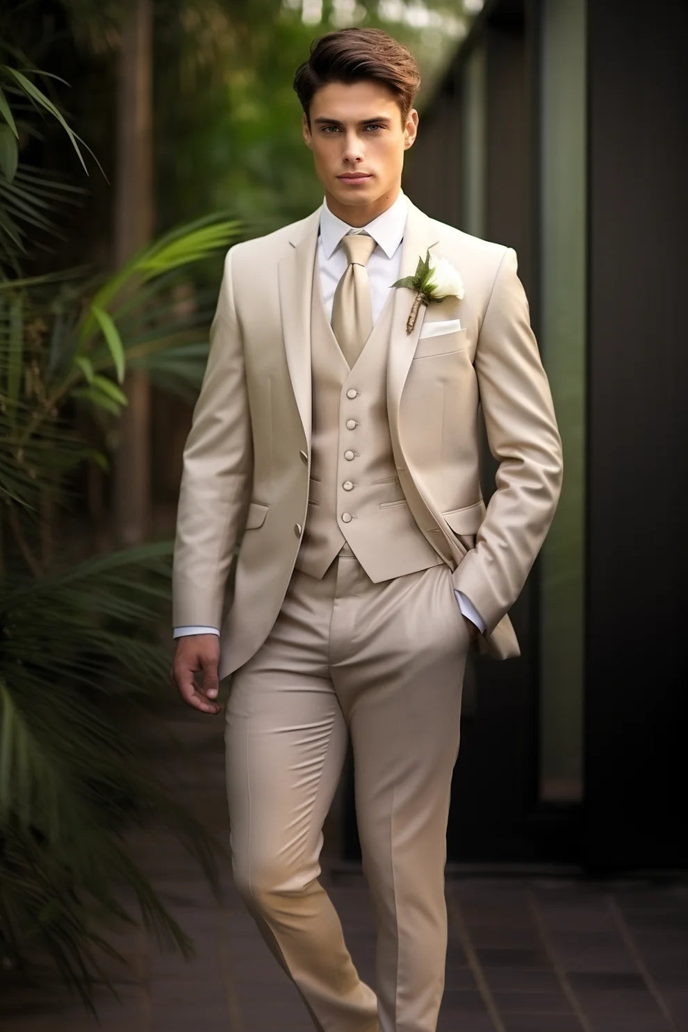 MEN'S CREAM TUXEDO SUIT