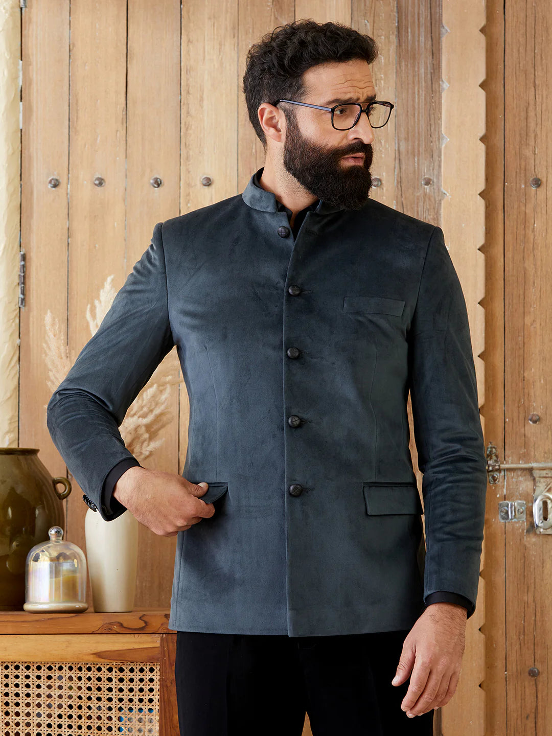 Grey Velvet Jodhpuri