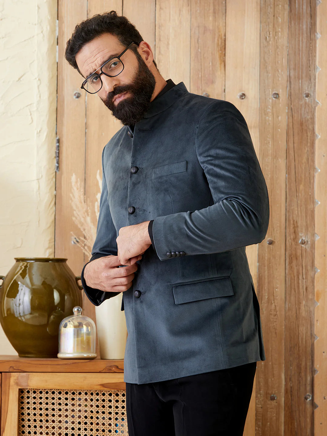 Grey Velvet Jodhpuri