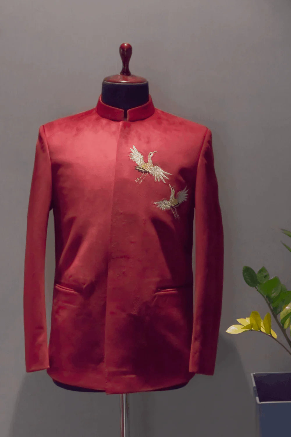 Mehroon Bandhgala With Handwork
