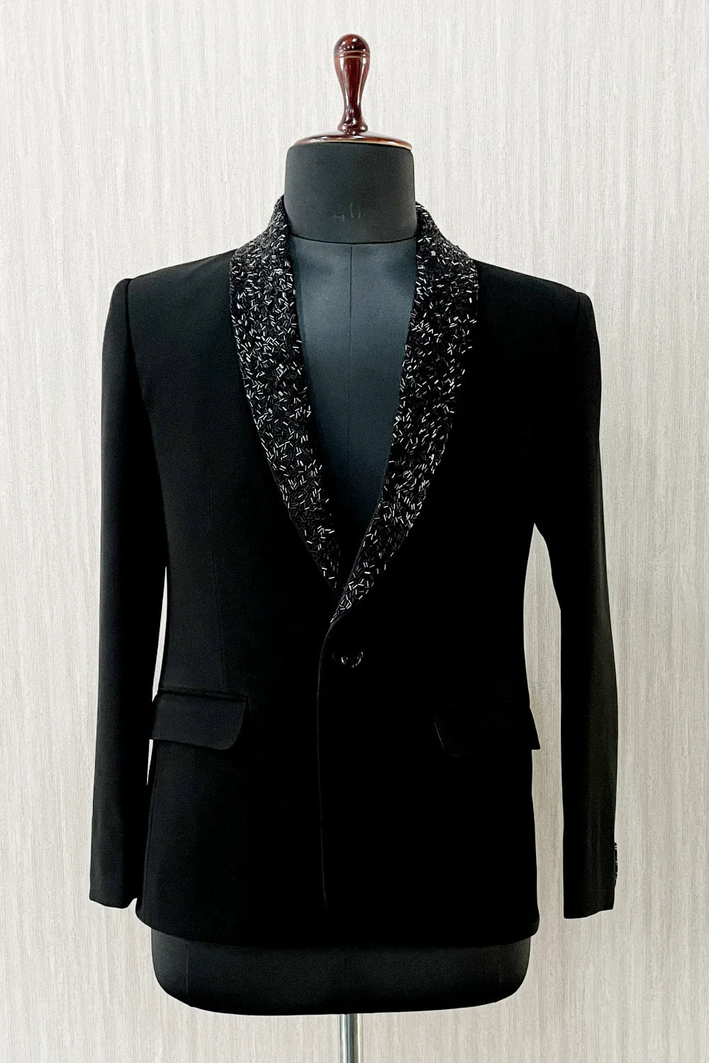 Black Suit With Handwork On Lapel