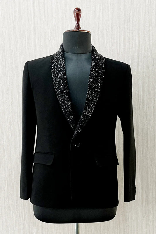 Black Suit With Handwork On Lapel