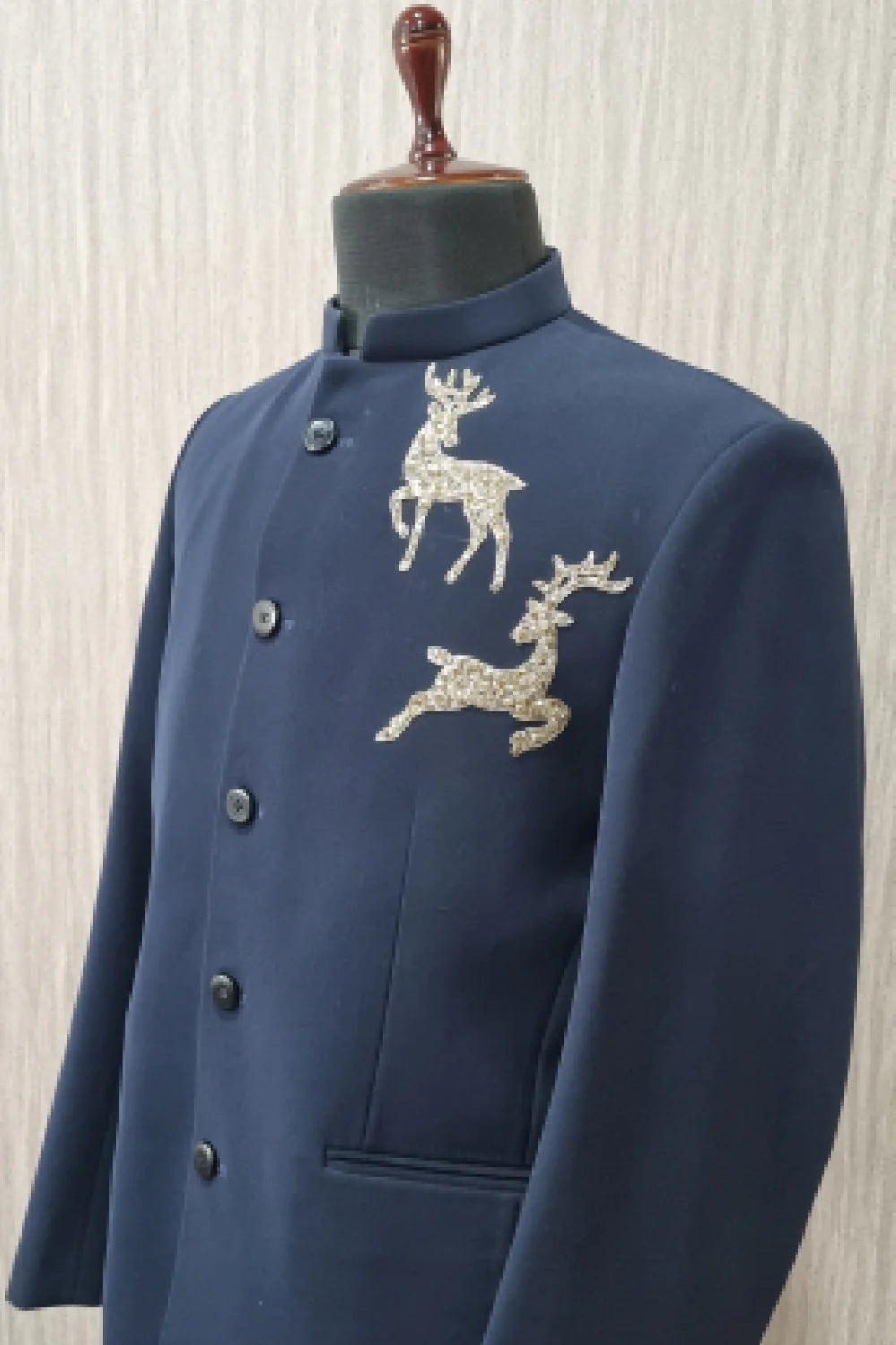 Blue Bandhgala With Handwork