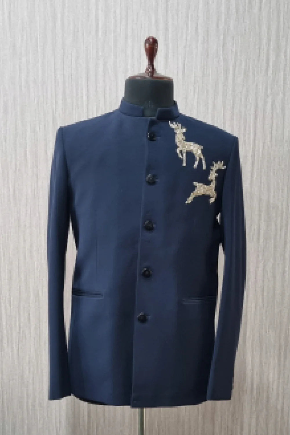 Blue Bandhgala With Handwork