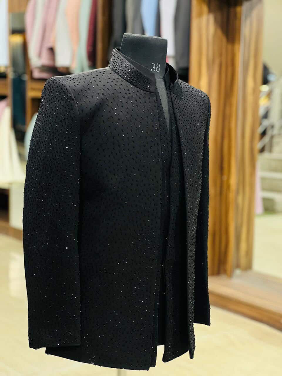 Black handwork indowestern suit