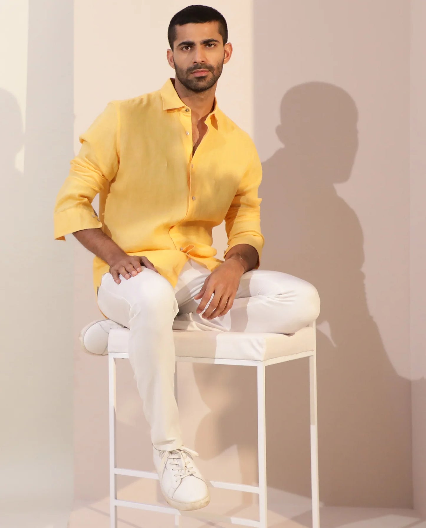 PREMIUM LINEN SHIRT yellow full sleeve