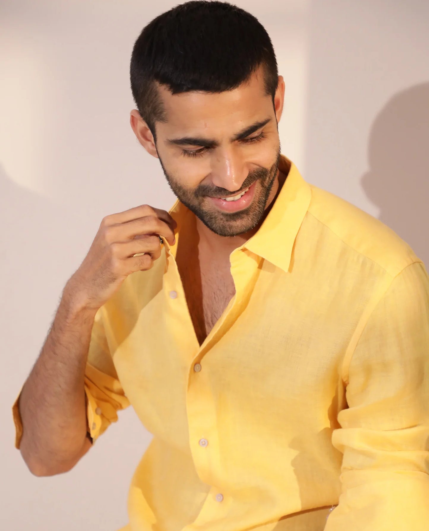 PREMIUM LINEN SHIRT yellow full sleeve