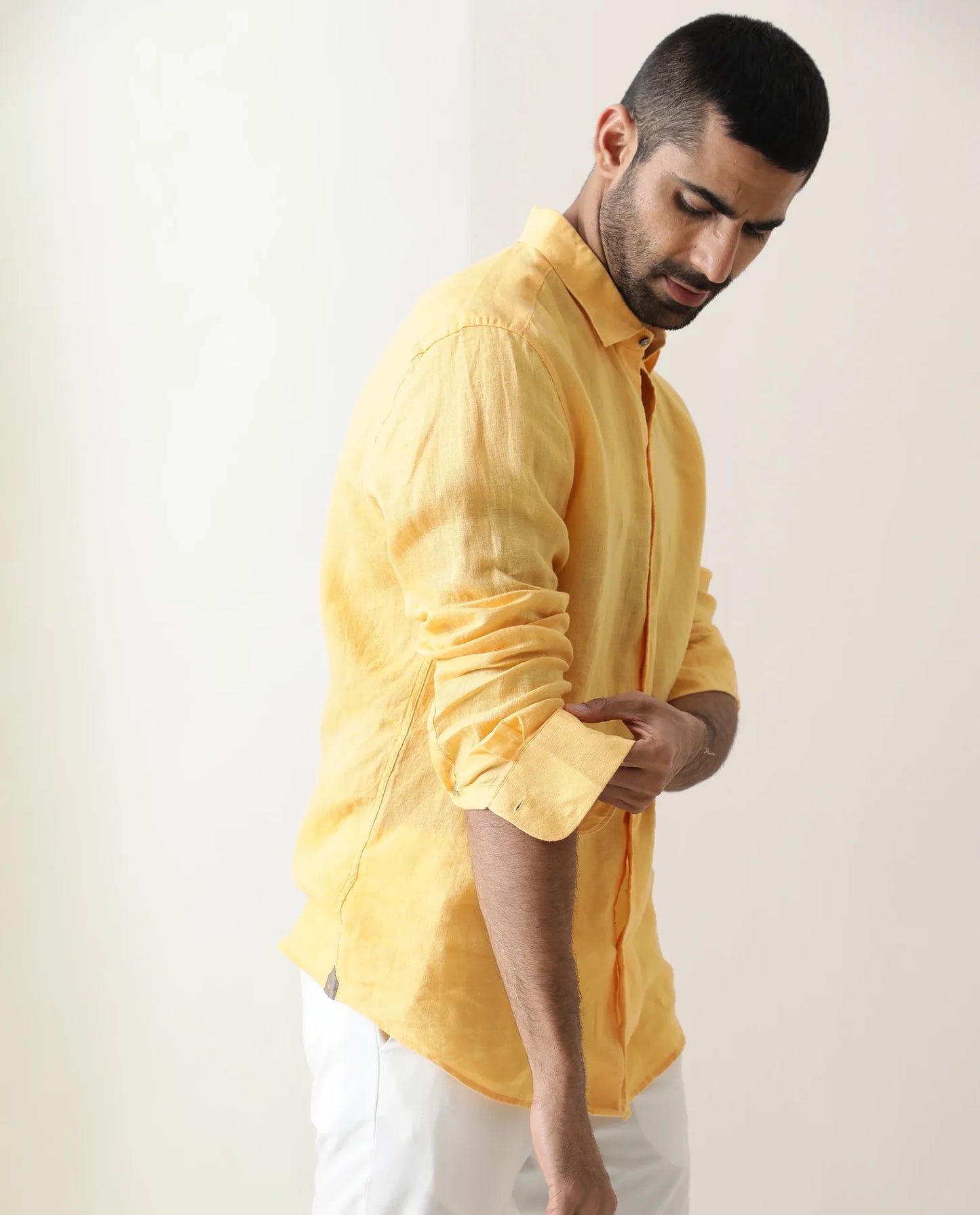 PREMIUM LINEN SHIRT yellow full sleeve