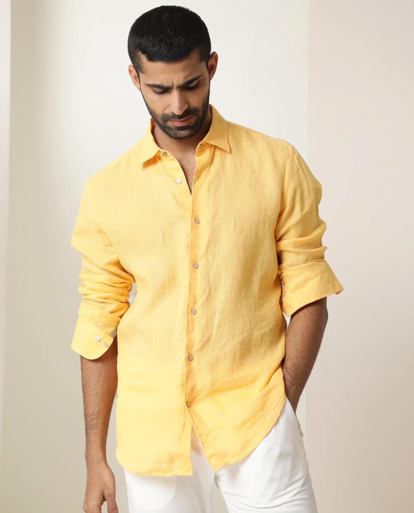 PREMIUM LINEN SHIRT yellow full sleeve