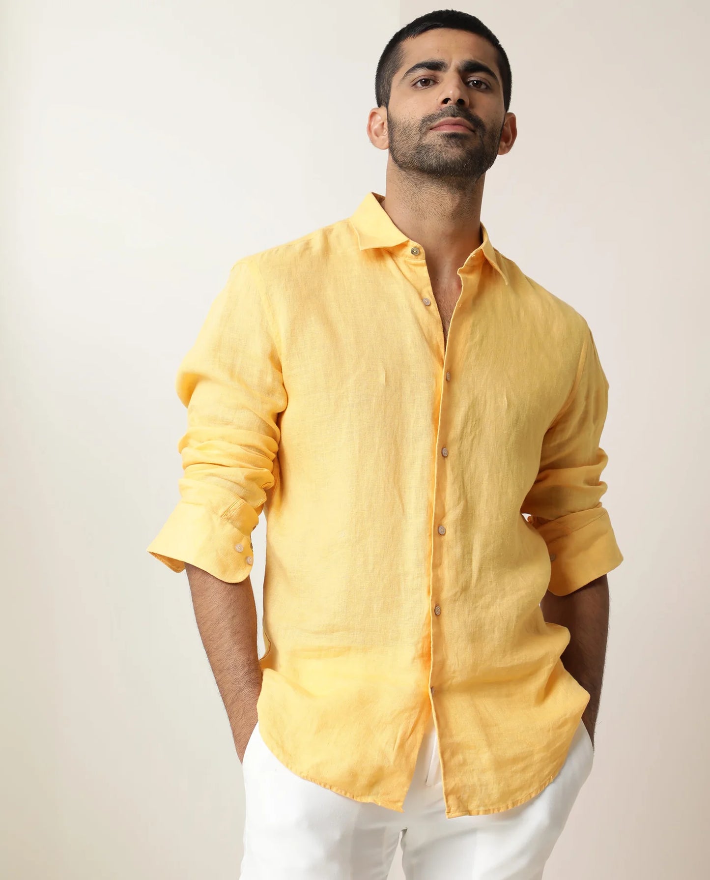 PREMIUM LINEN SHIRT yellow full sleeve