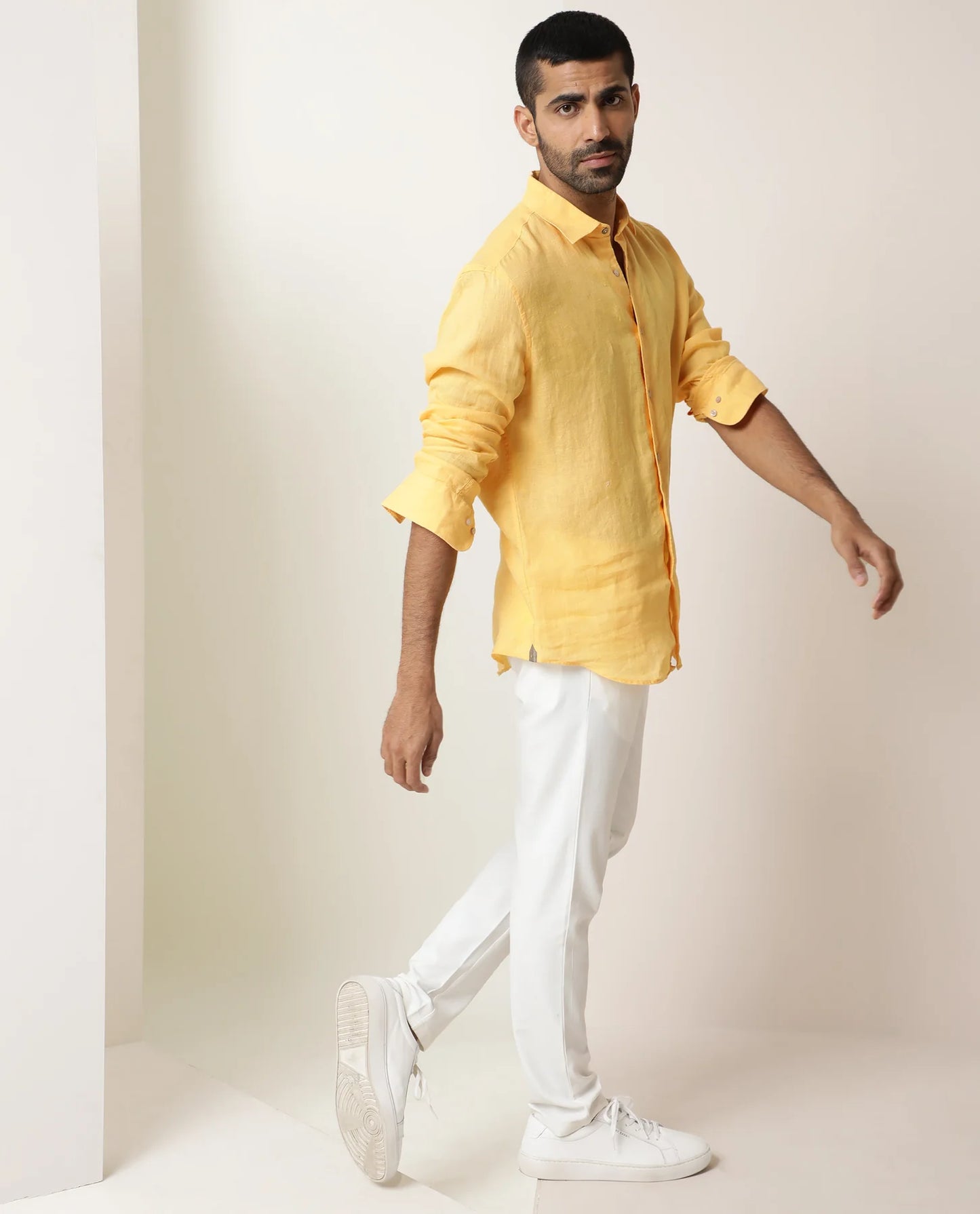 PREMIUM LINEN SHIRT yellow full sleeve