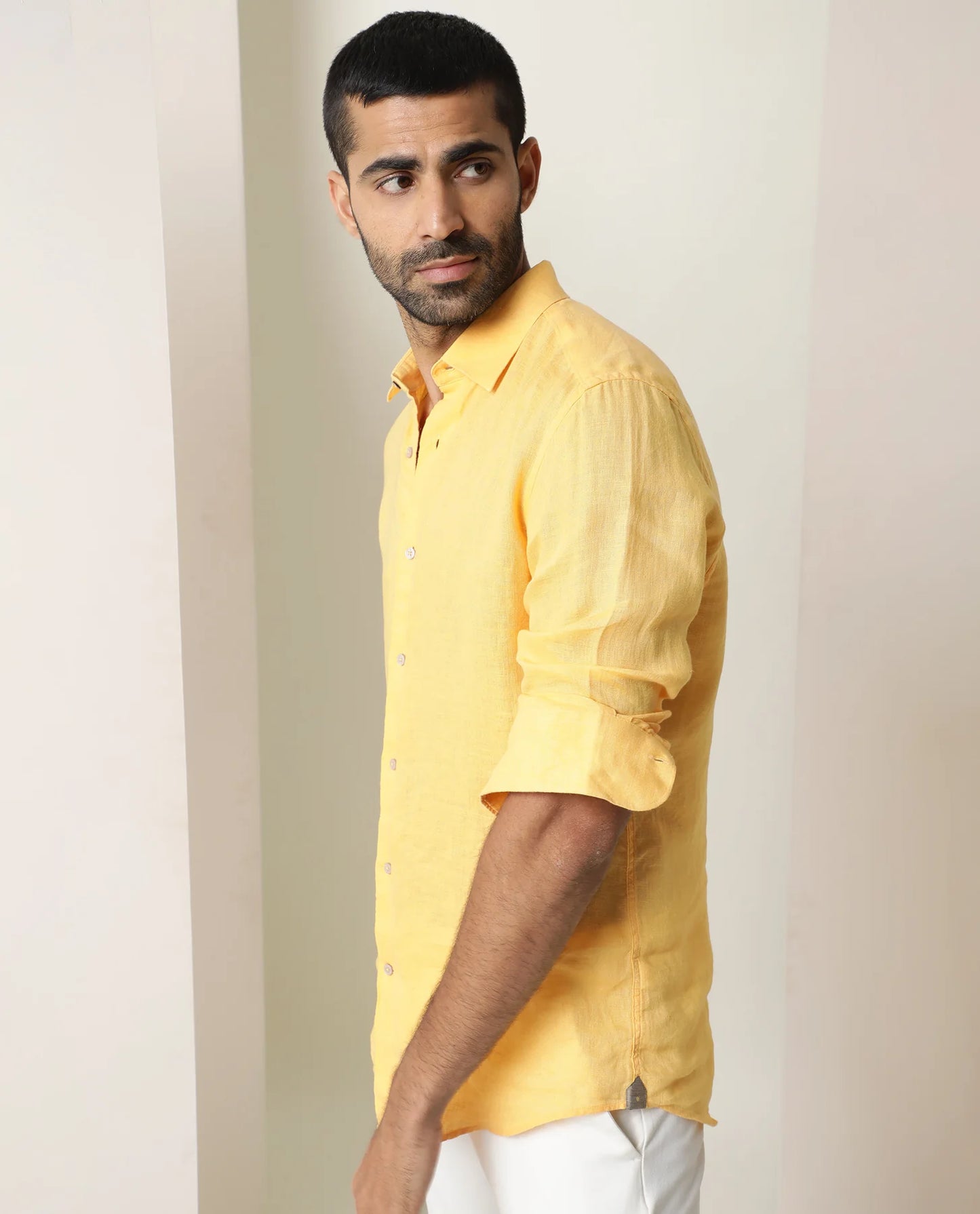 PREMIUM LINEN SHIRT yellow full sleeve